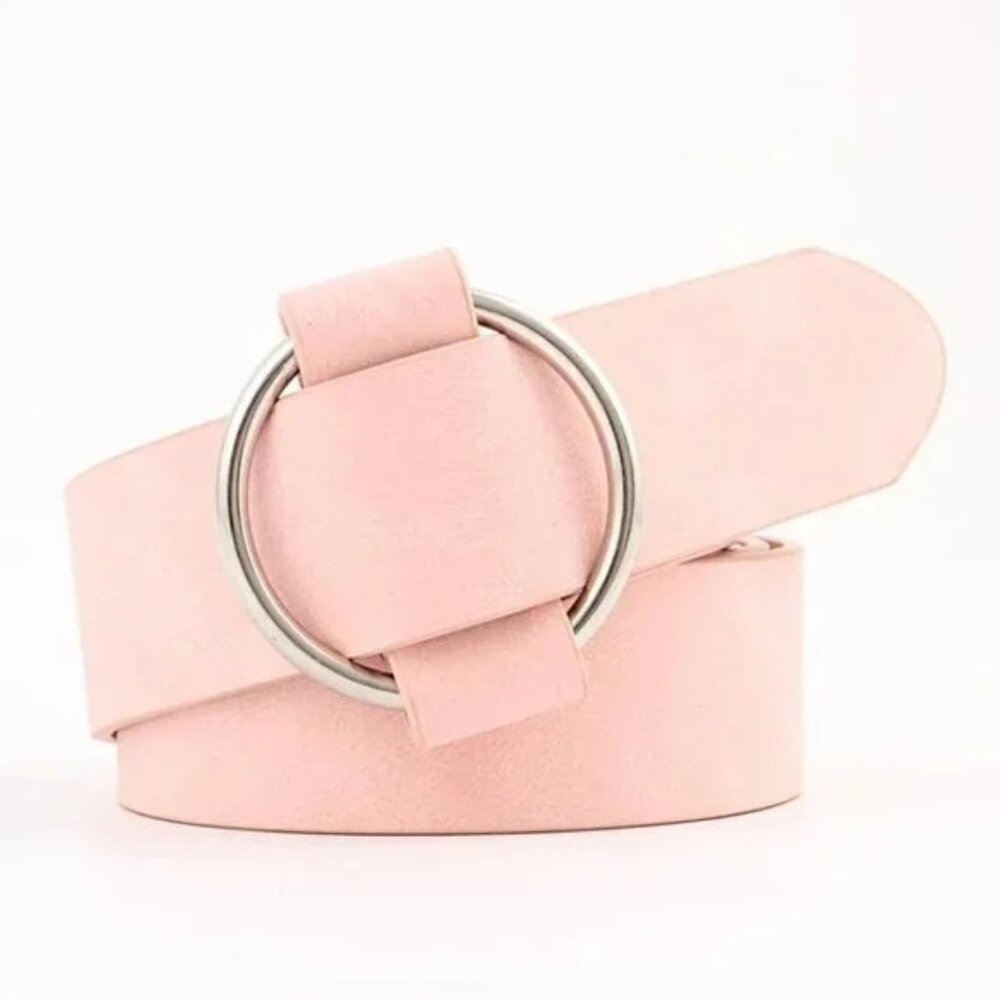 NEW Pastel Pink Faux Vegan Leather Belt